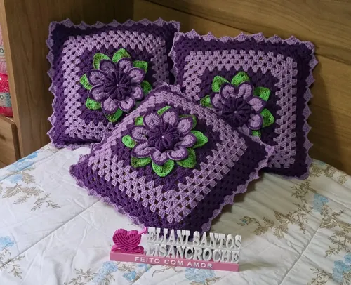 Capa de almofada de crochê em maxi crochê