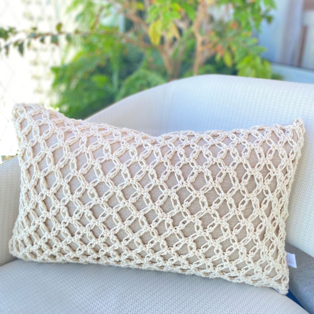 Capa de almofada de crochê estilo Boho Chic