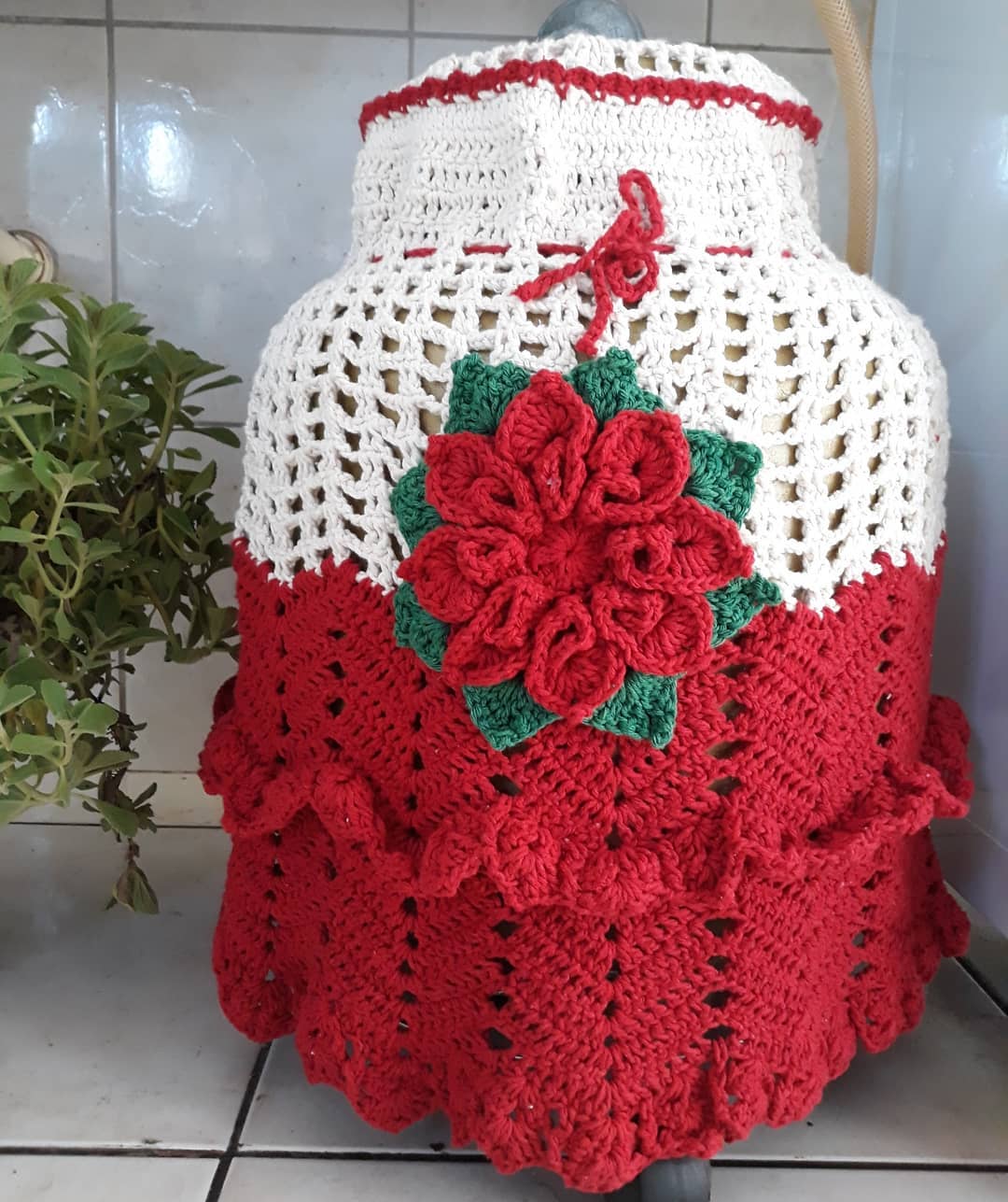 Decoração de Natal: Capa de Crochê Papai Noel para Potes