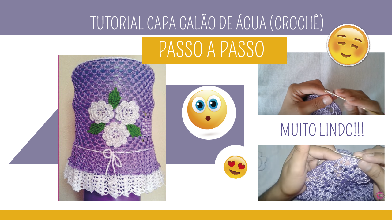capa de galão de agua de croche passo a passo