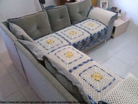 capa de sofa de croche em barbante passo a passo