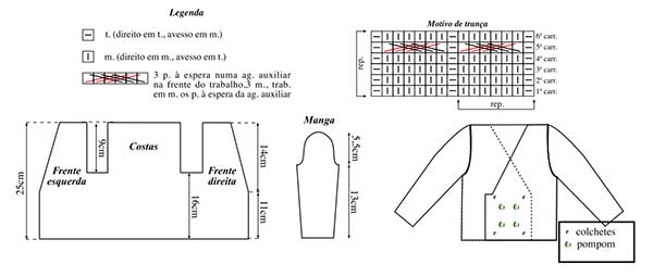 casaquinho de bebe em trico com grafico
