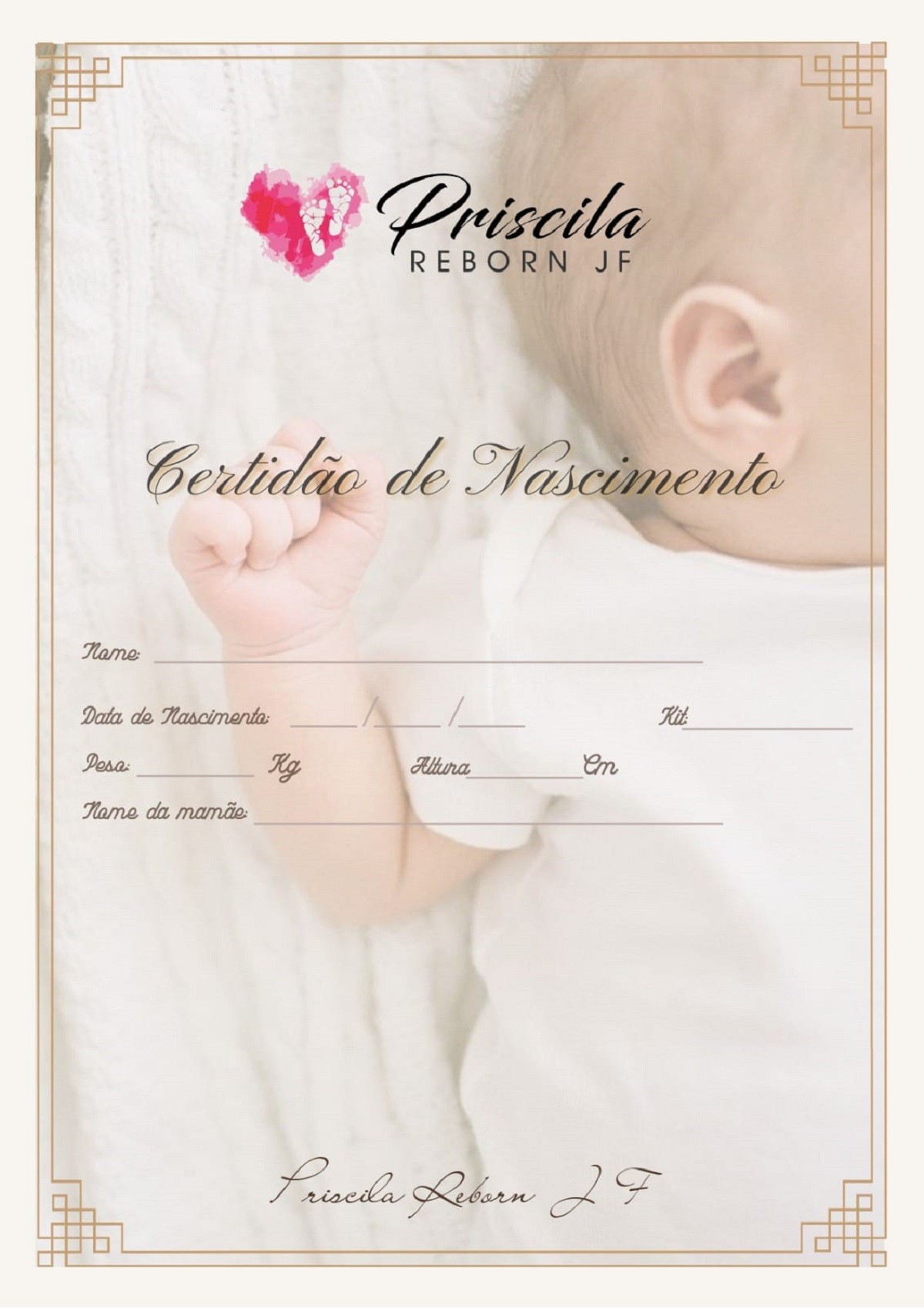 certidão de nascimento bebe reborn