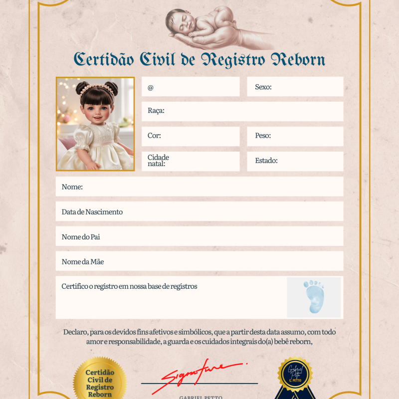 Além da Certidão: Outros Documentos Lúdicos para Seu Bebê Reborn (RG, Vacina)