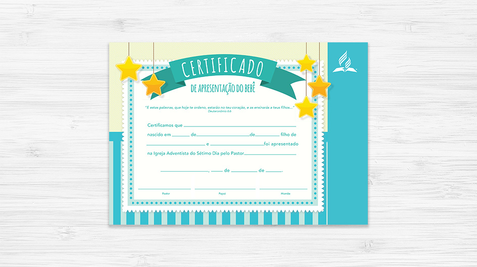 certificado de apresentação de bebe na igreja evangelica para editar