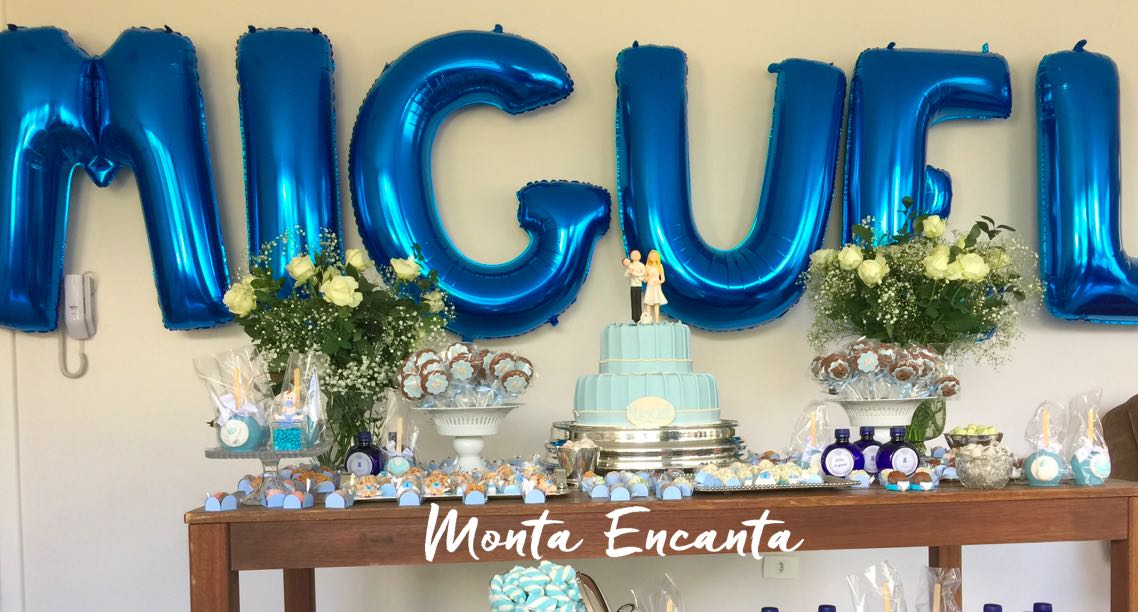 cha de bebe azul e marrom miguel