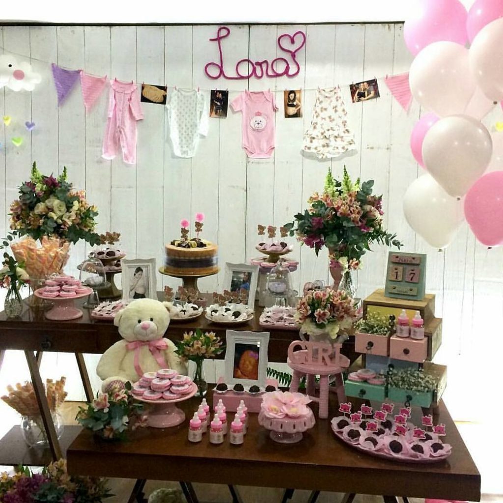 decoração chá de fralda menina nuvem