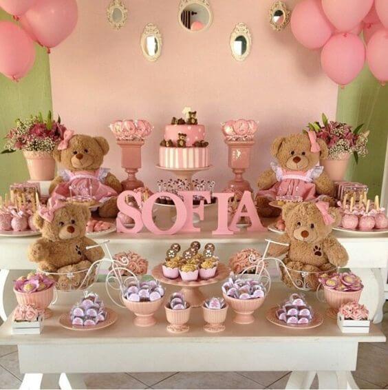 decoração chá de fralda menina simples