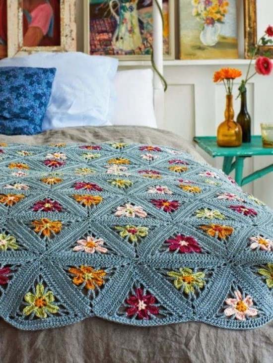 colcha croche barbante barroco