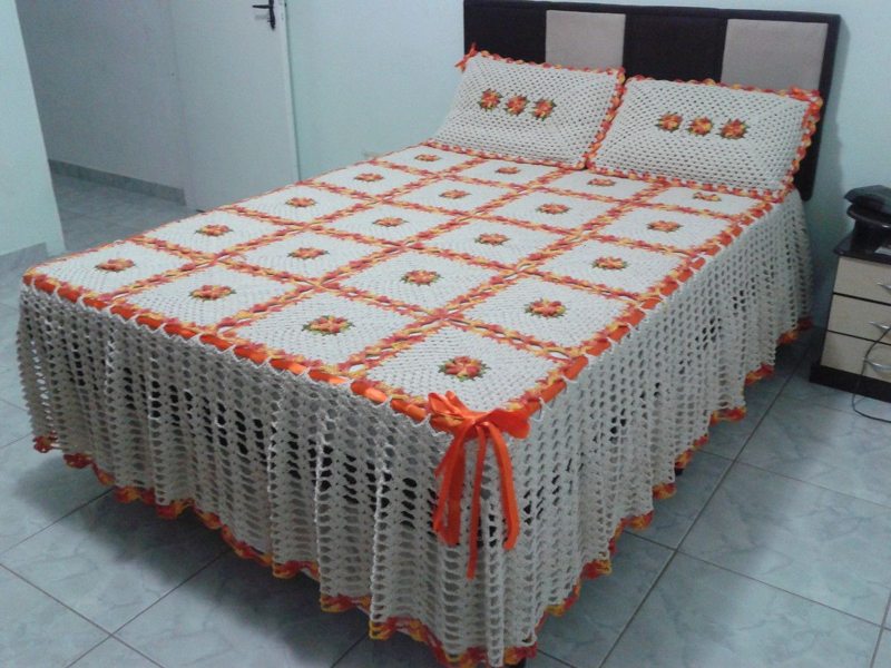 colcha croche barbante barroco