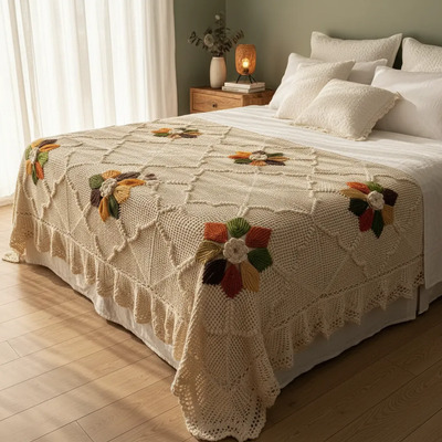 colcha croche barbante barroco