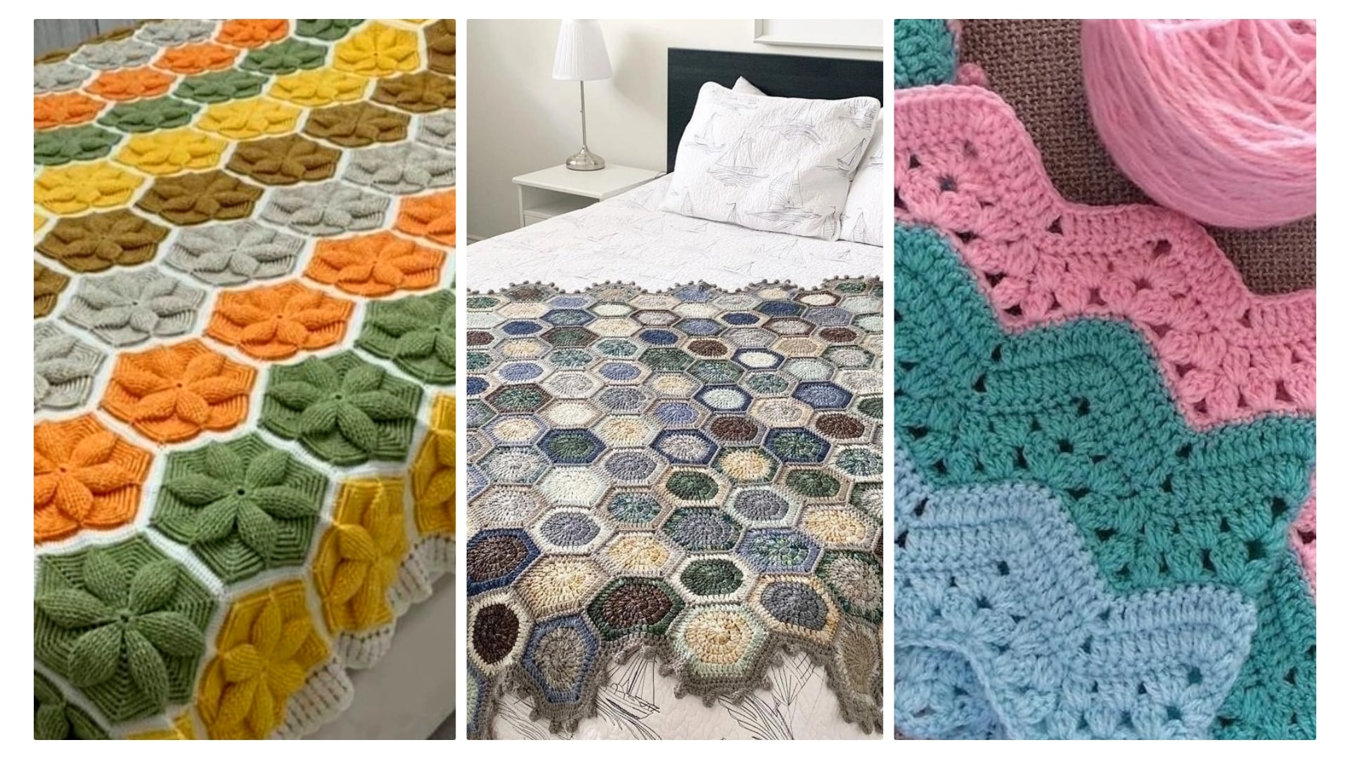 colcha de croche em barbante com grafico