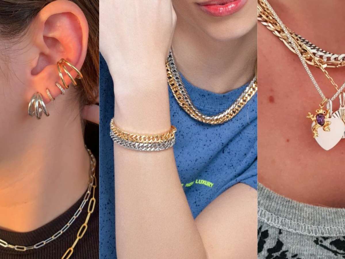 como combinar prata e dourado em joias