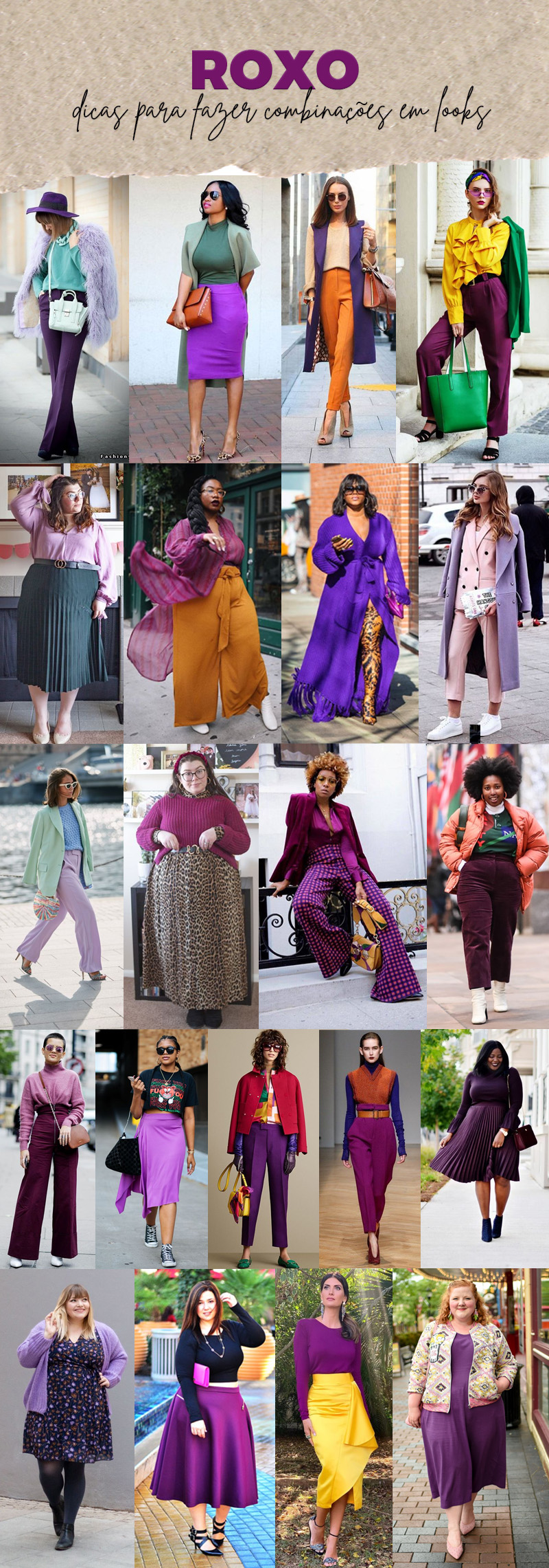 Como combinar laranja e roxo em looks ousados