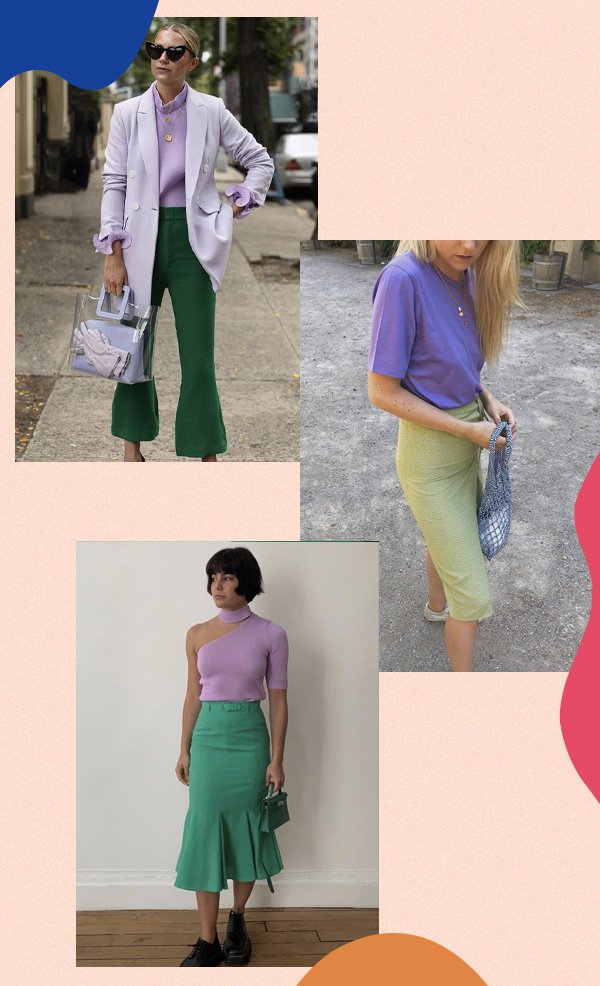 Como combinar verde bandeira com lilás