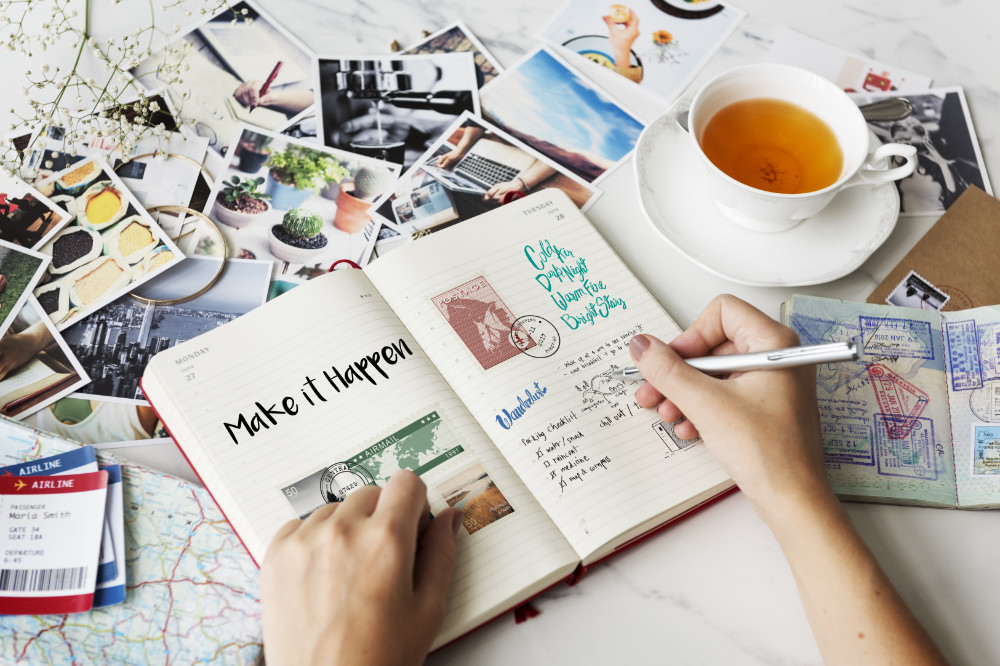 Monte Seu Kit Perfeito para Diário de Viagem Analógico