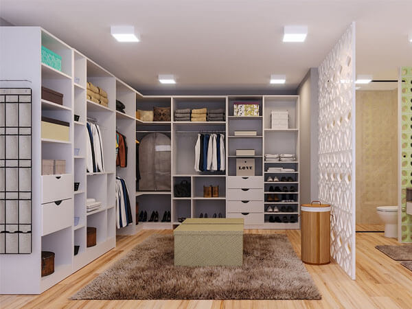 organização de closet integrado em quarto pequeno