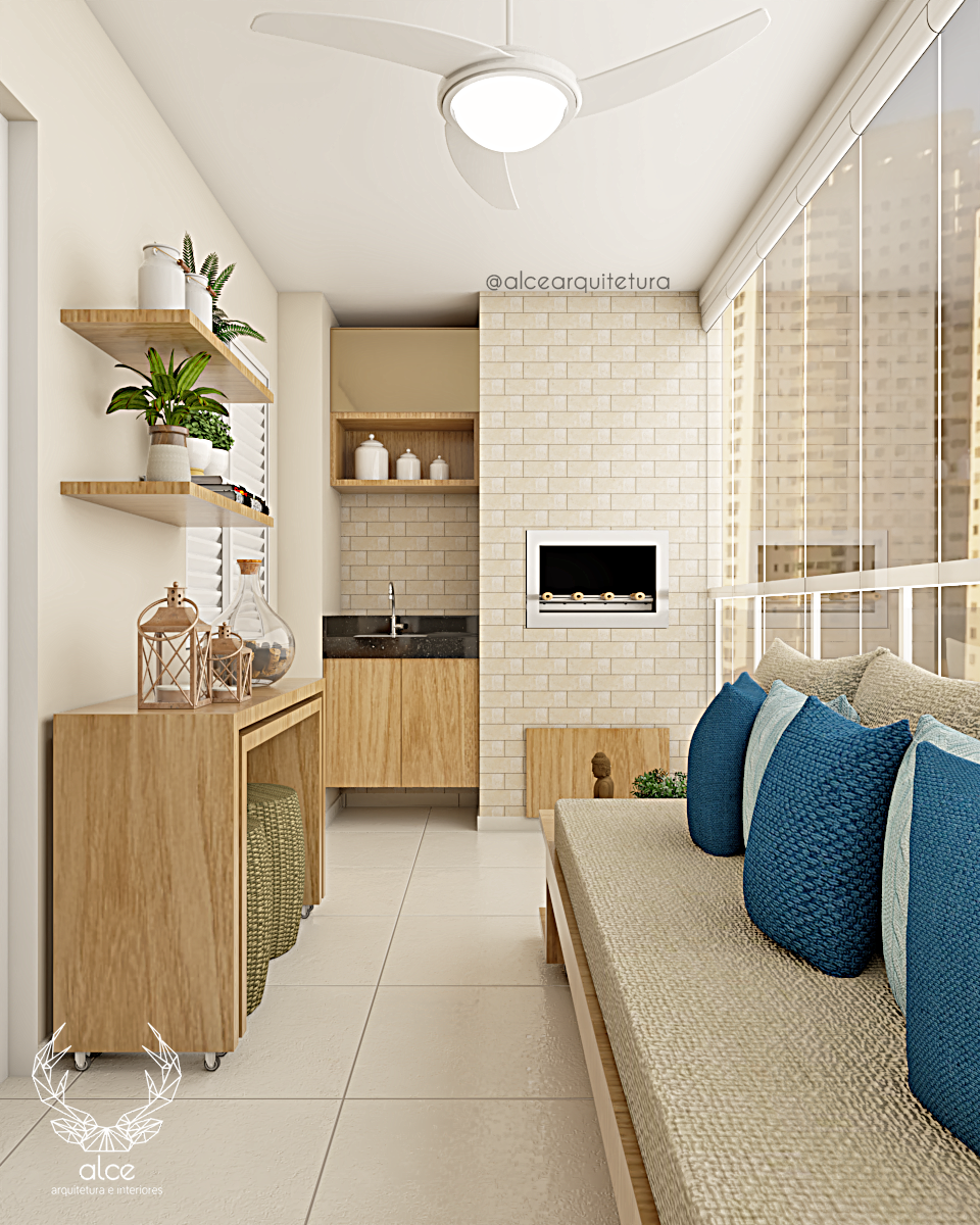 iluminação para sacada de vidro