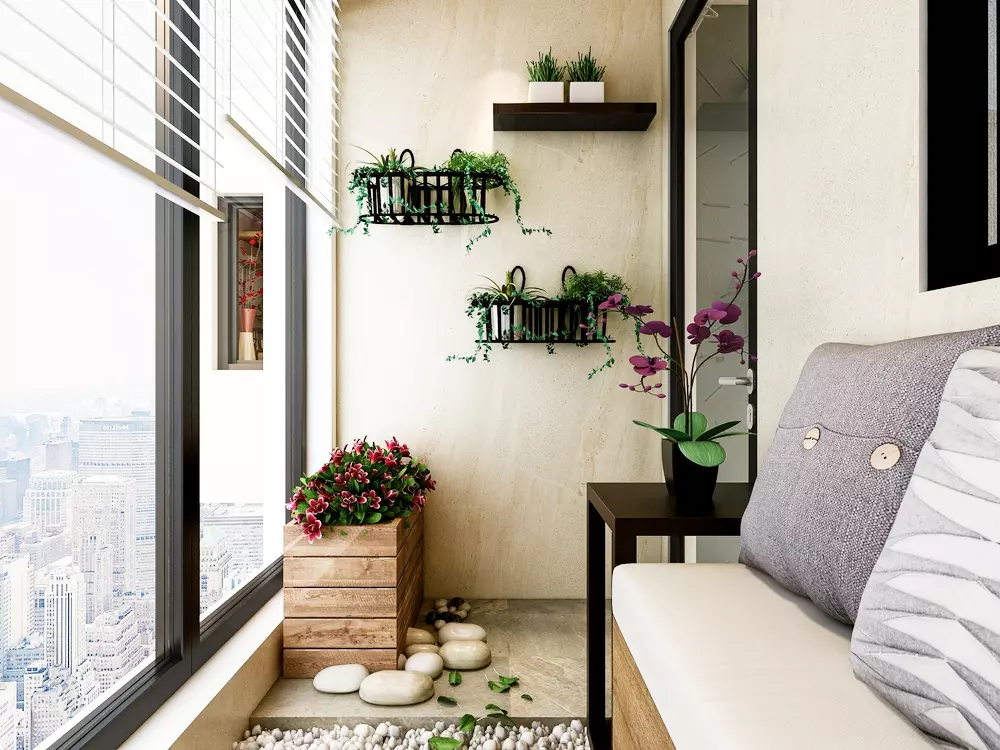 ideias para sacada de vidro com plantas