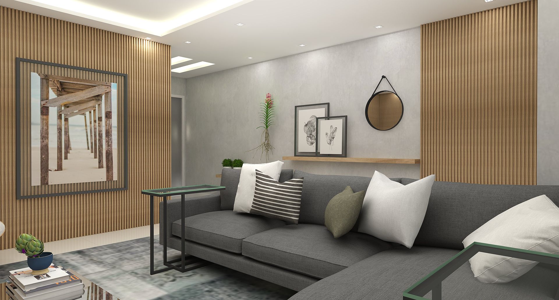 Como decorar sala de estar com sofá cinza