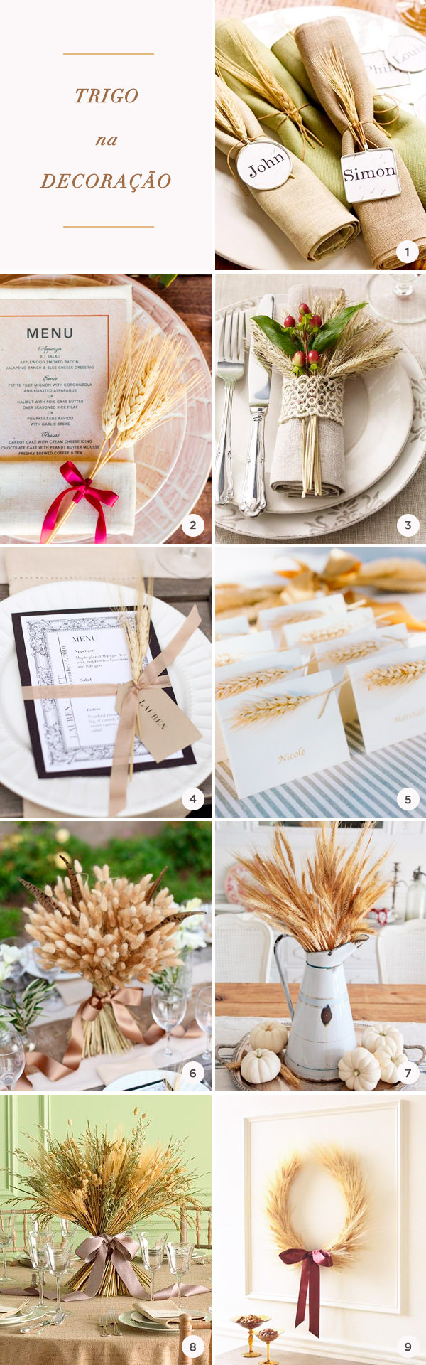 ideias criativas decoração com trigo artificial