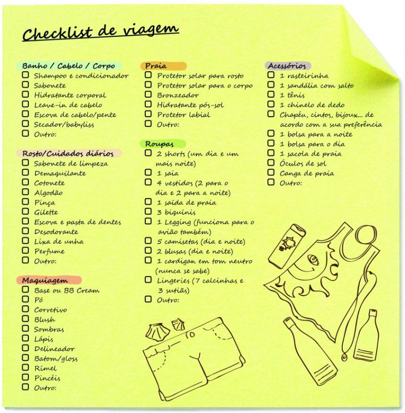 checklist mala de viagem 7 dias