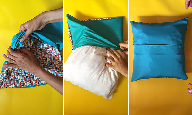 como fazer capa de almofada sem costura com cola