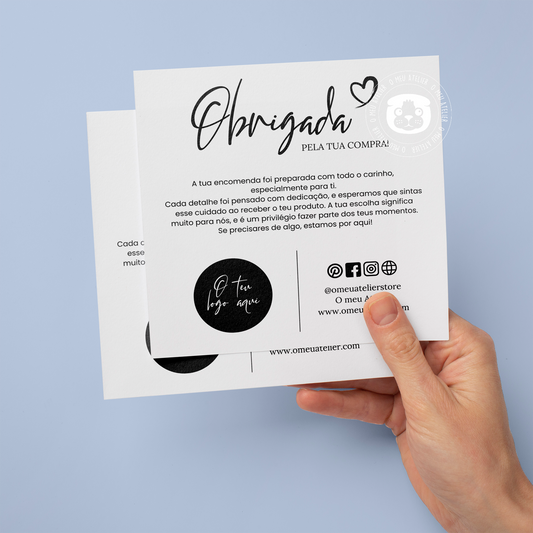 cartão de agradecimento com cupom de desconto
