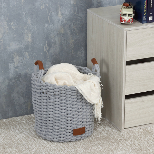 cesto organizador de tecido com manta