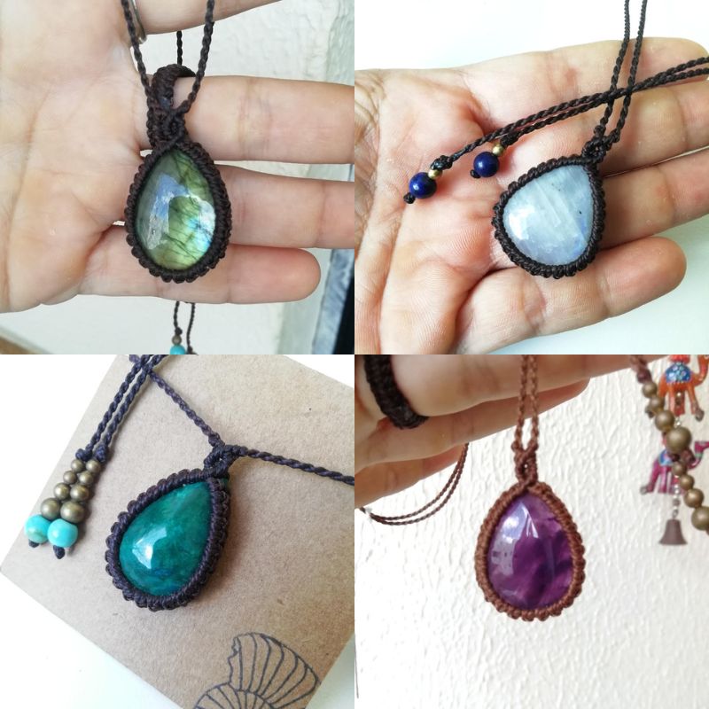 Como fazer colar de macramê com pedras naturais