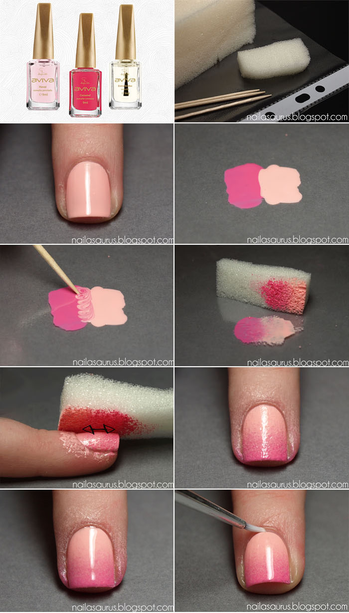 como fazer degradê de unhas com esponja