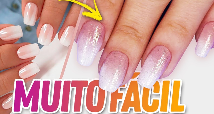 unhas com efeito degradê passo a passo