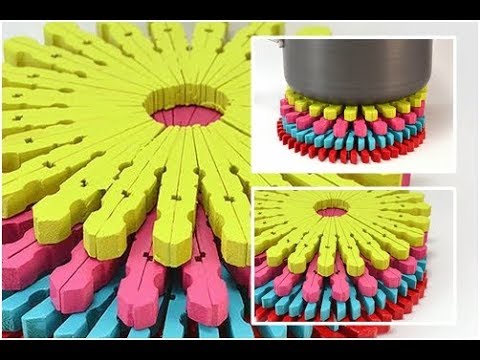 Como fazer descanso de panela com prendedor de madeira