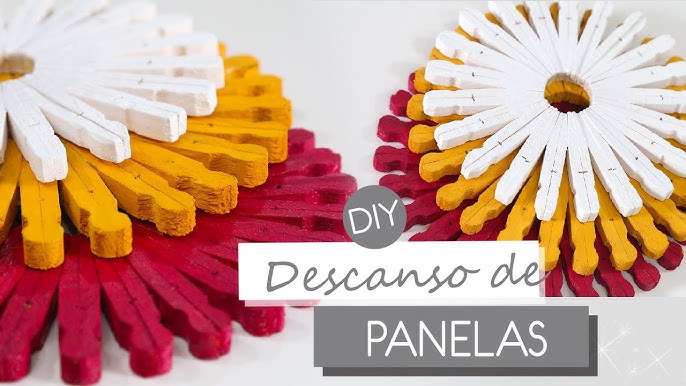 Como fazer descanso de panela com prendedor de madeira