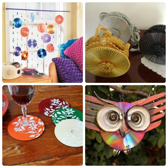 Como fazer enfeites com CDs e retalhos de tecido