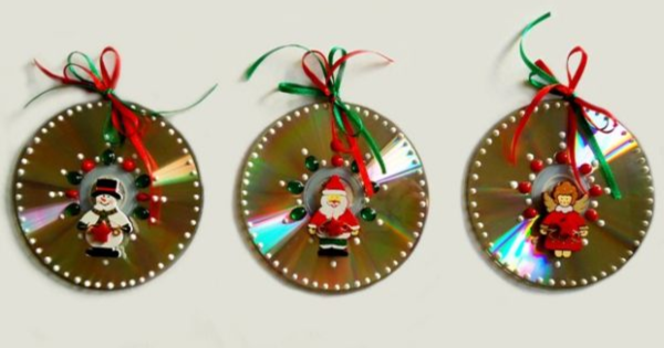 Como fazer enfeites com CDs e retalhos de tecido