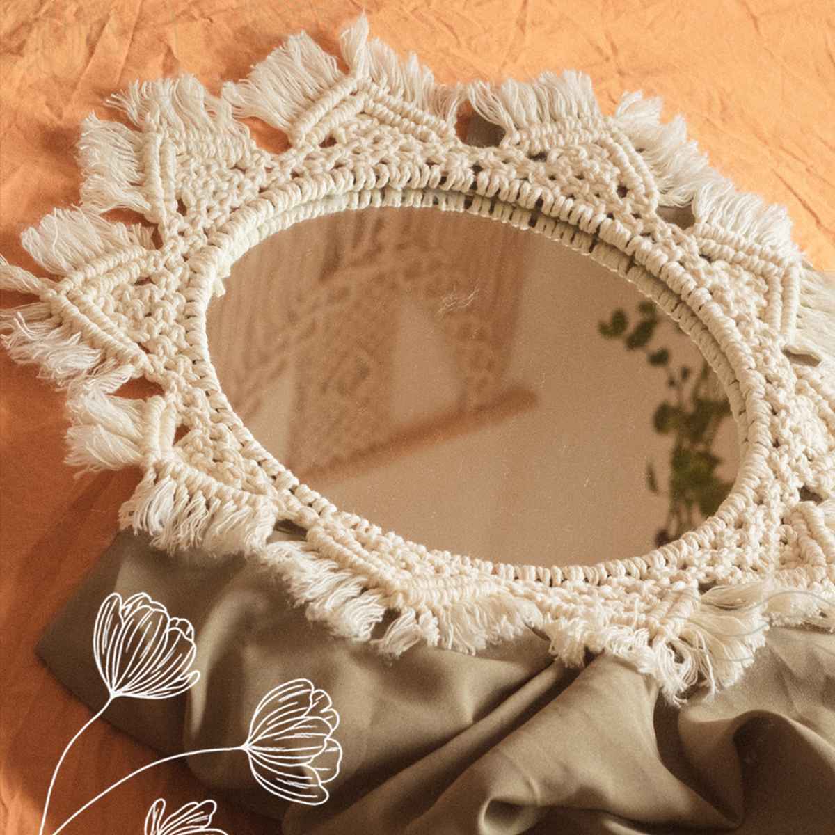 Como fazer espelho decorado com macramê