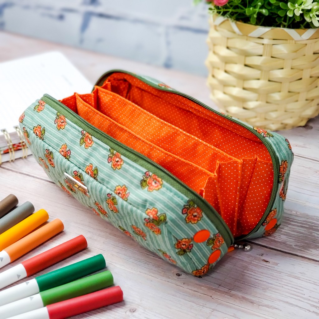 Como fazer estojo escolar de tecido com duas divisórias