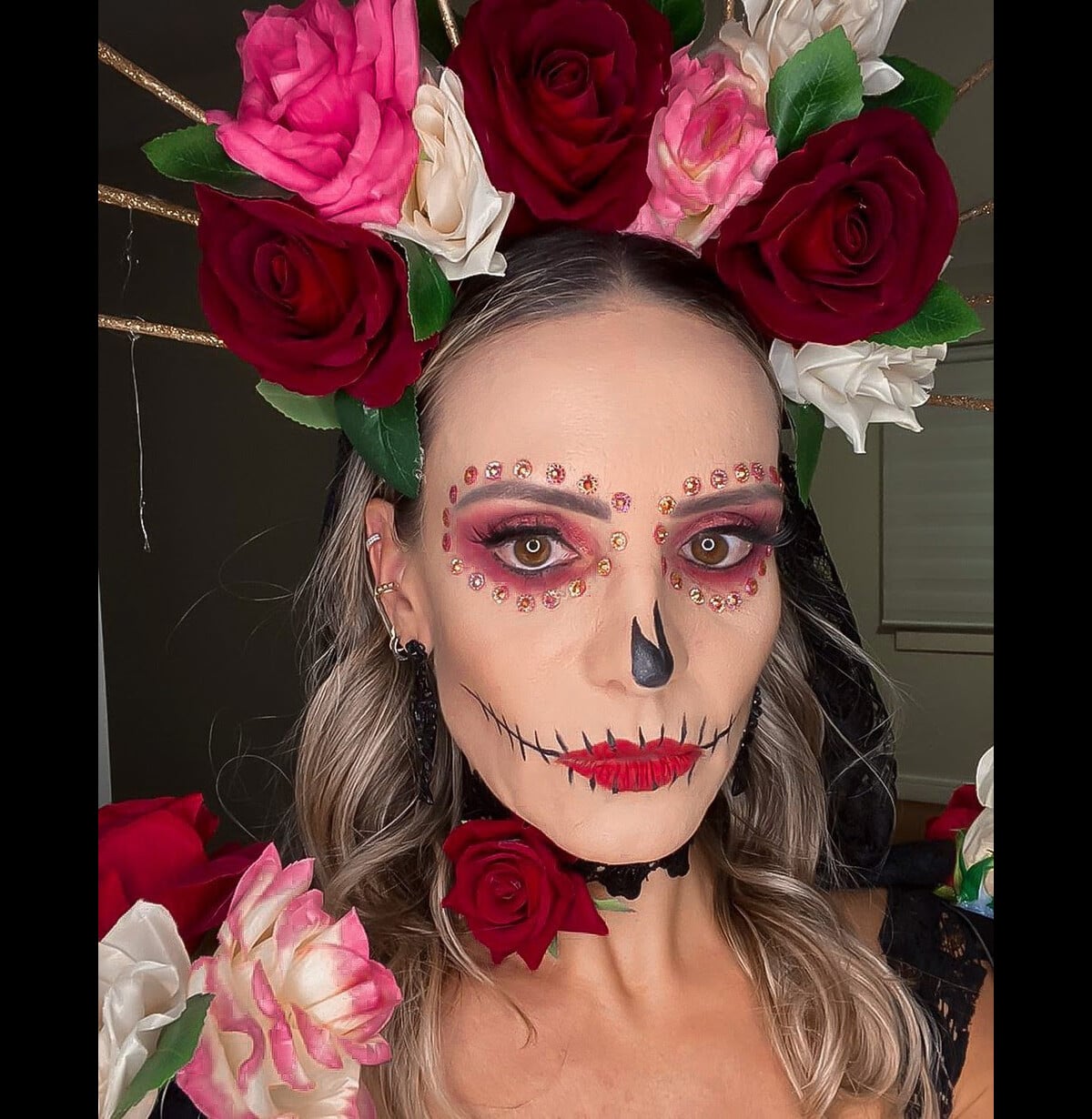 como fazer maquiagem caveira mexicana halloween feminina