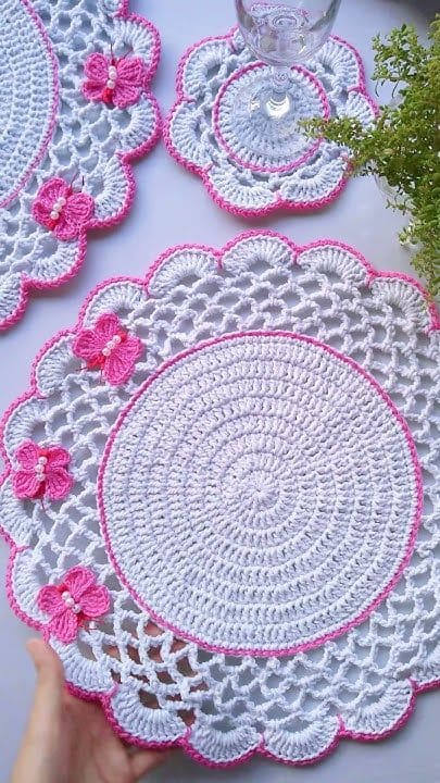 medidas padrão sousplat de crochê mesa posta