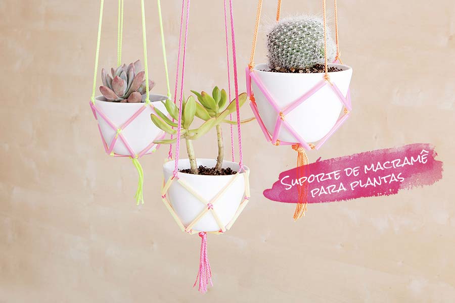 passo a passo suporte de vaso macramê com nó quadrado