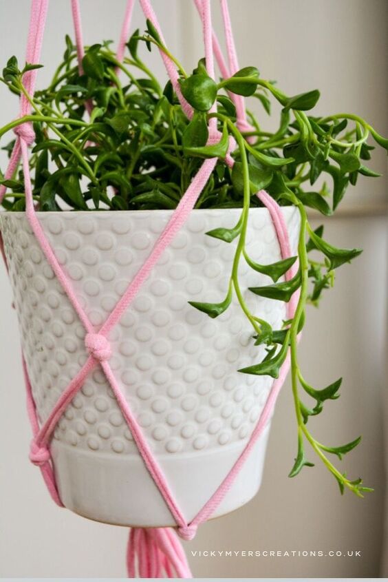 passo a passo suporte de vaso macramê com nó quadrado