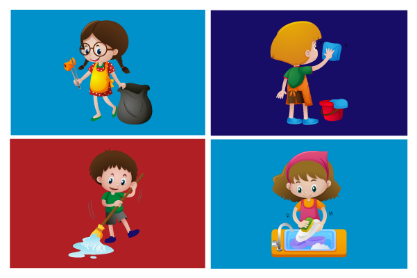 como ensinar crianças a limpar a casa