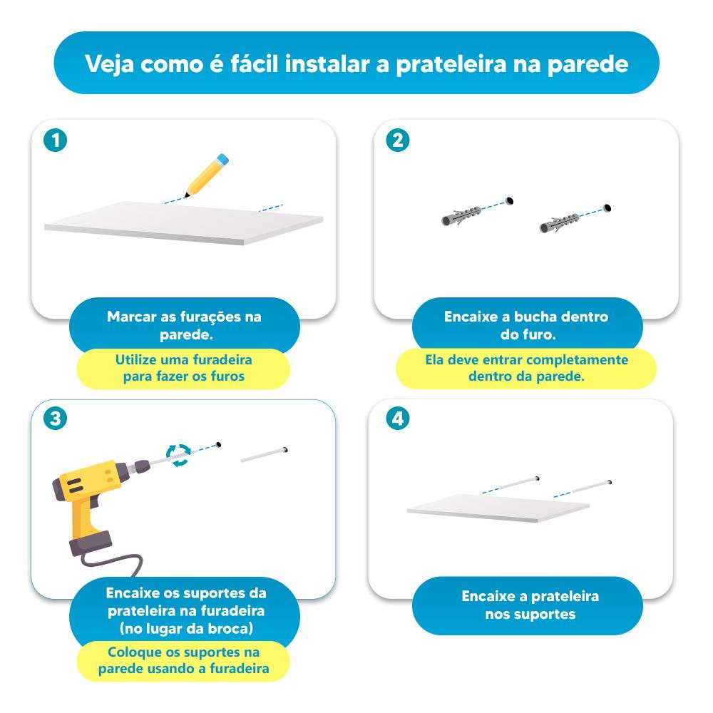 Como instalar prateleiras com suporte invisível