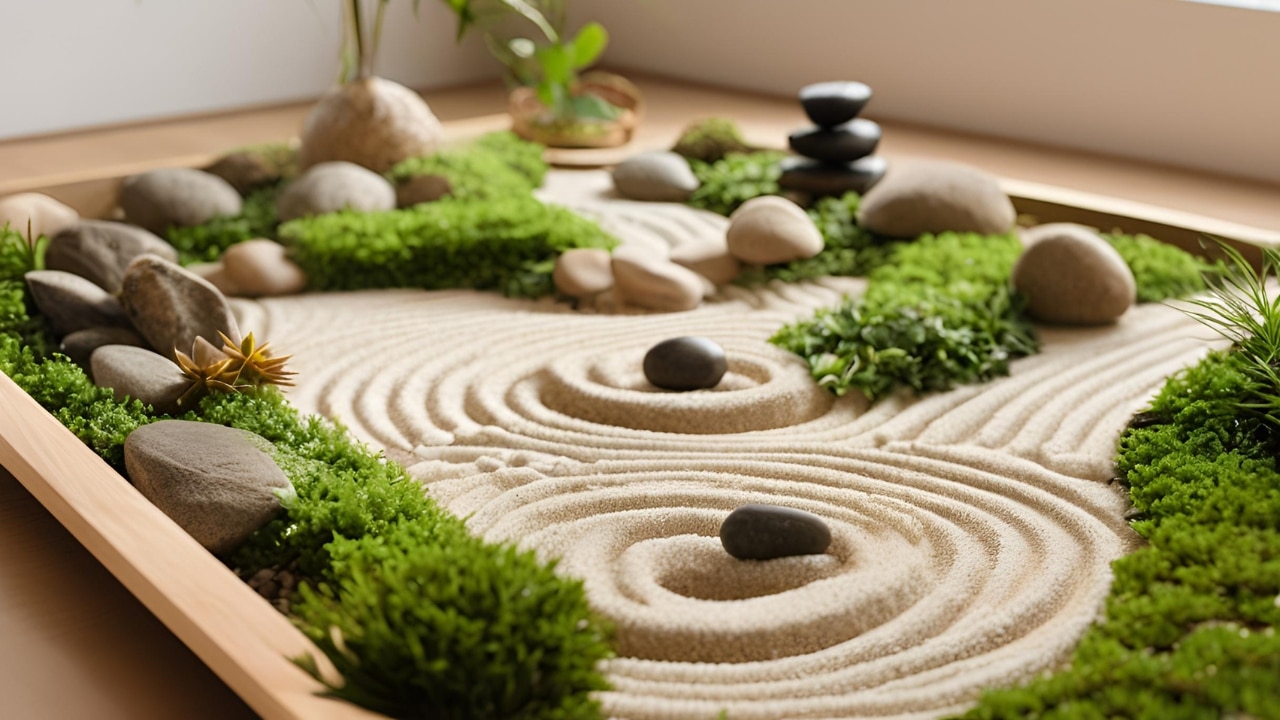 elementos jardim zen miniatura