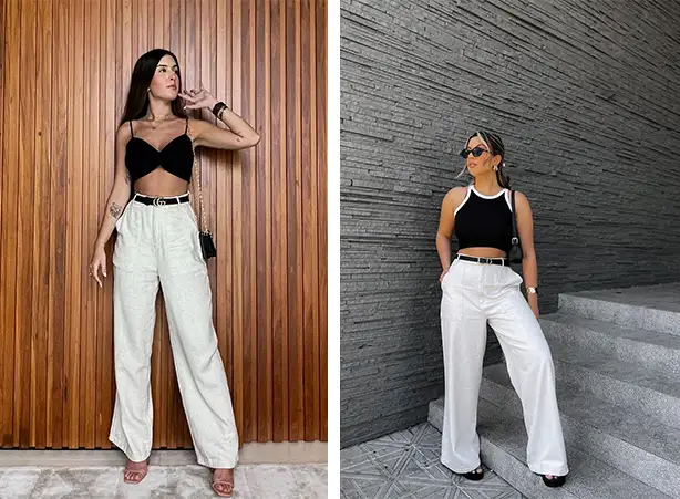 calça pantalona preta como montar look