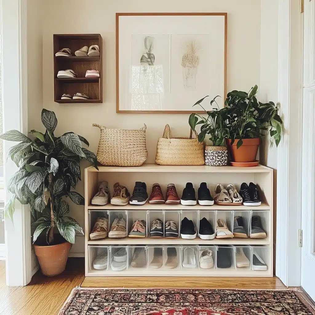 Como organizar a sapateira da família na entrada da casa