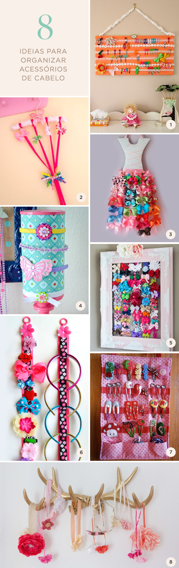 Como organizar acessórios de cabelo de meninas no banheiro