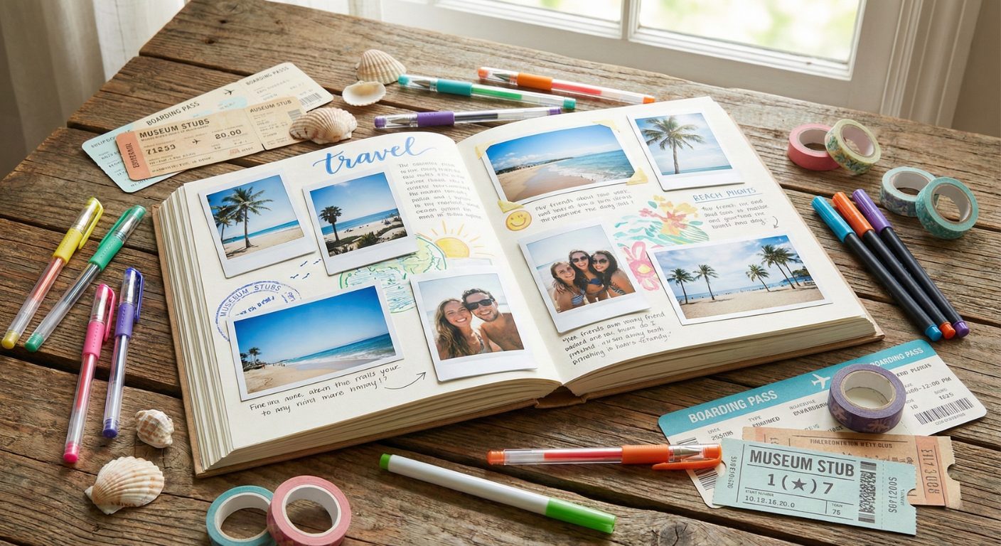 Ideias Criativas de Journaling para Scrapbook de Viagem