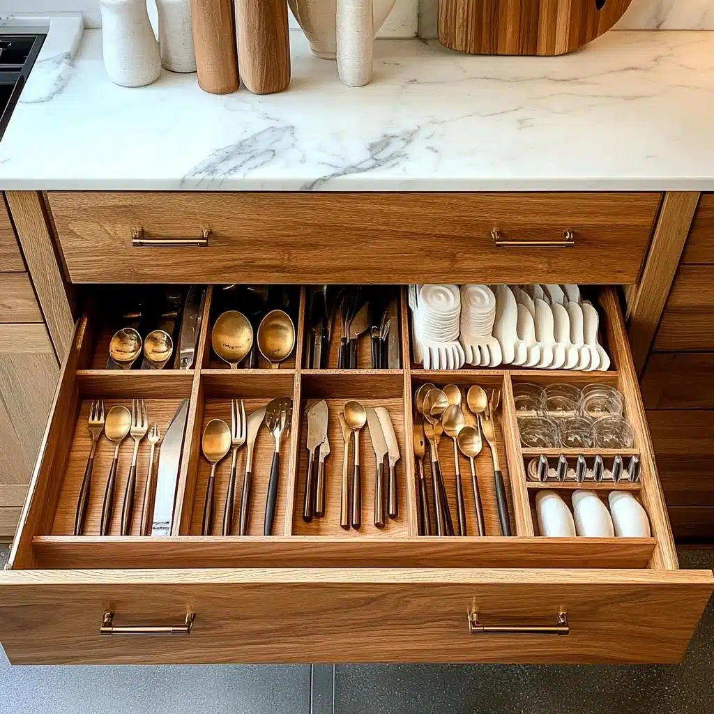 Como organizar gavetas de talheres e utensílios